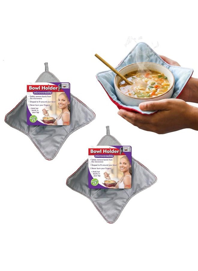 Jokari Microwavable Heat Resistant Bowl Holder Protects Hands And Fingers From Hot Dishes Microwave For Heating Soup Or Leftover Food Or Meals To Eat Dinner And Watch Tv 2 pack Red - Image 1