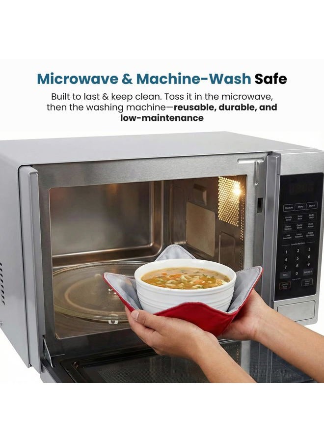 Jokari Microwavable Heat Resistant Bowl Holder Protects Hands And Fingers From Hot Dishes Microwave For Heating Soup Or Leftover Food Or Meals To Eat Dinner And Watch Tv 2 pack Red - Image 4
