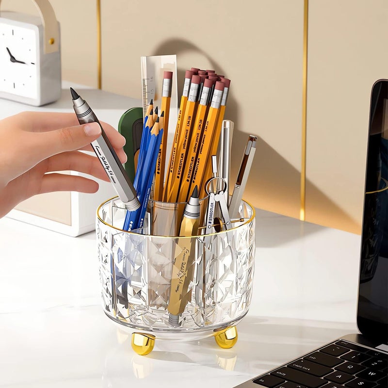 Snivy Snivy 360 Rotating Makeup Organizer - Large Capacity Makeup Brush Holder - Spinning Makeup Organizer - 6-Slot Brush Holder for Vanity, Desktop, Bathroom - Clear  - Image 5