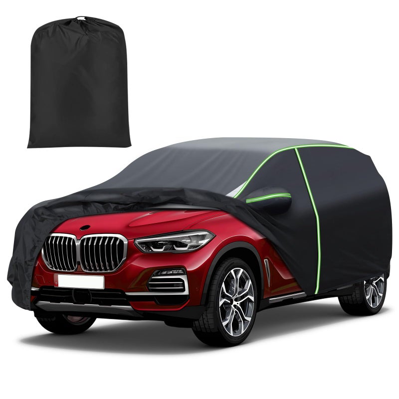 غطاء سيارة Mixsuper لسيارة BMW X5 2007-2026 7 طبقات مقاوم للماء ملحقات غطاء X5 مع سحاب للباب وأحزمة مقاومة للرياح وأشرطة عاكسة ومضادة للأشعة فوق البنفسجية لجميع الأحوال الجوية