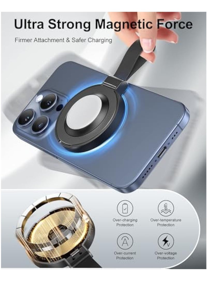 KASTWAVE Magnetic Wireless Charger, Magnetic Wireless Apple Mag-Safe Charger, Fast Charging Pad with Kickstand, USB C Cable, for Apple - iPhone 15/14/13/12 Pro Max Plus Mini, Apple Watch - Image 5
