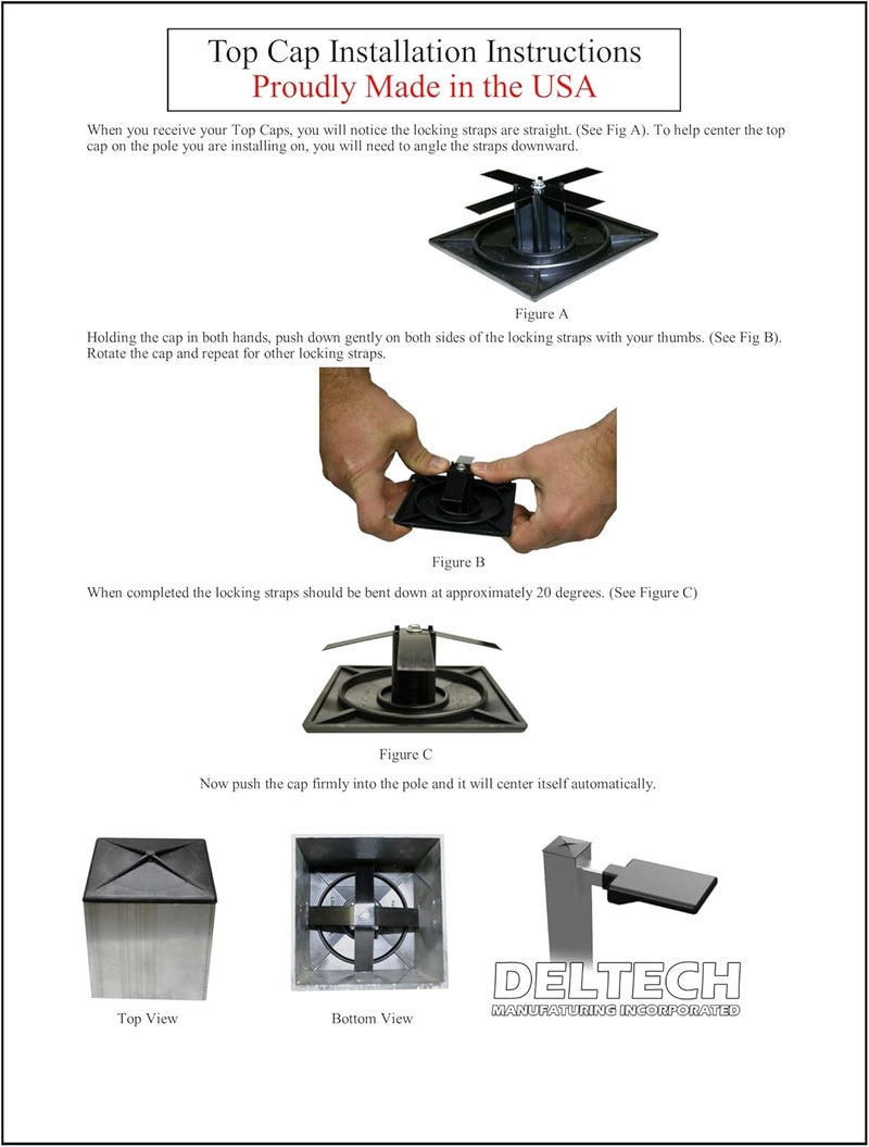 Deltech Manufacturing غطاء قمة عمود إضاءة مربع 5" - بلاستيك أسود - Image 5
