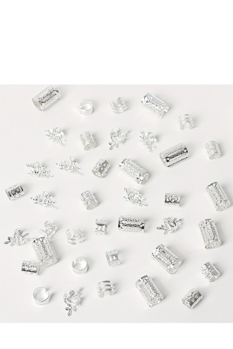 Dark Horse 40PCS Silver Simple Fashion Metal Hollow Braided Rings - Image 2