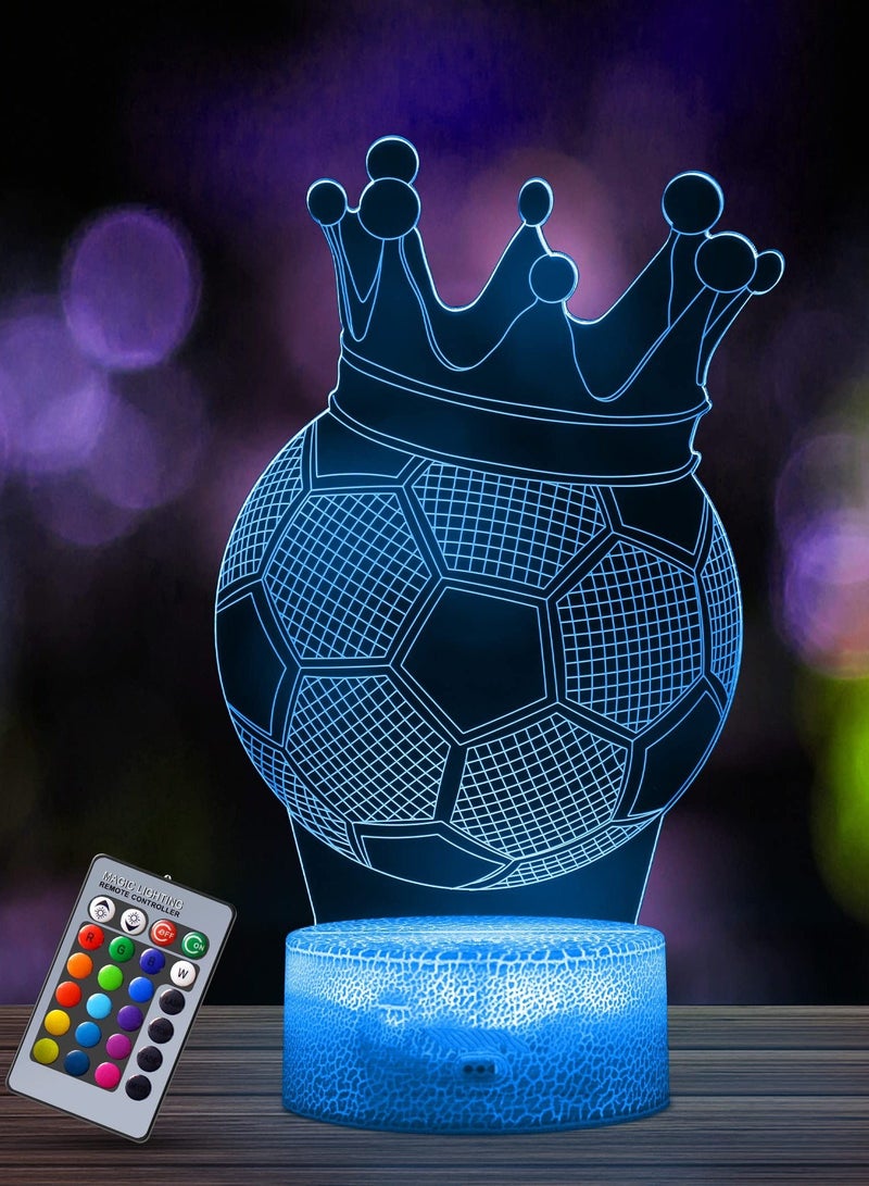 Captaintech Football 3D Illusion Lamp, Football Gifts for Boys Girls, 3D Night Light with 16 Colors Change Remote Control Decorative Desk Lamp Creative Birthday Gift Sports Fans Toys - Image 1
