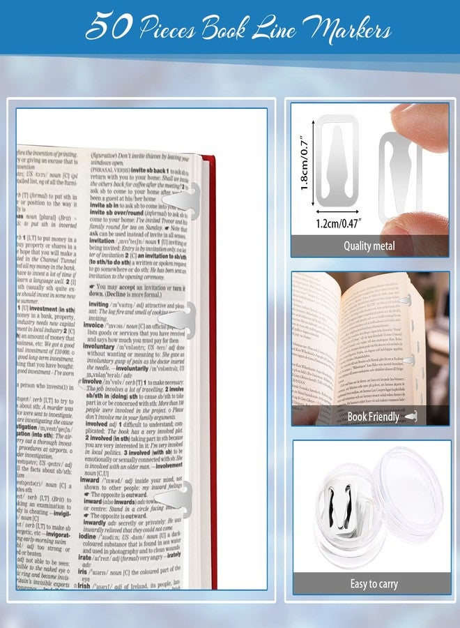 DREMISI Book Line Markers, DREMISI 50 Pieces Metal Book Darts Book Page Markers Brass Bookmarks Silver Bookmark Clips Thin Line Bookmarks Book Annotation Supplies for Women Men Teachers Students Book Lovers - Image 2