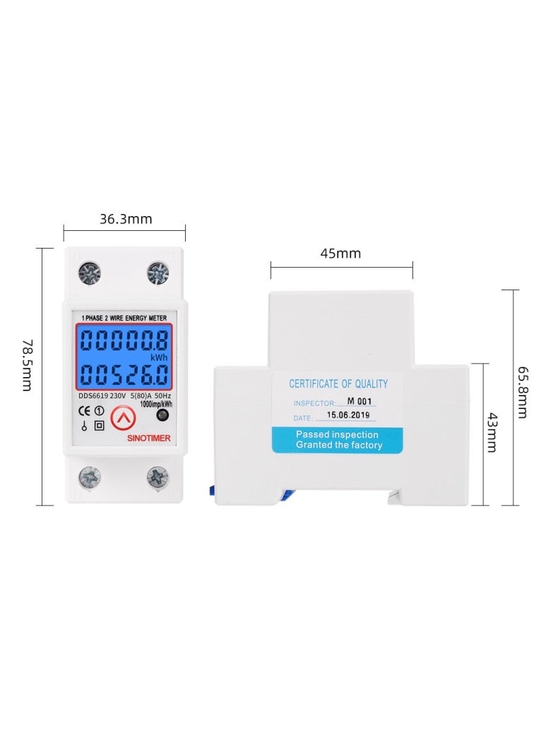 SINOTIMER DDS6619-526L-2 Can Reset Zero Backlight Display Single-phase Rail Electric Energy Meter - Image 3