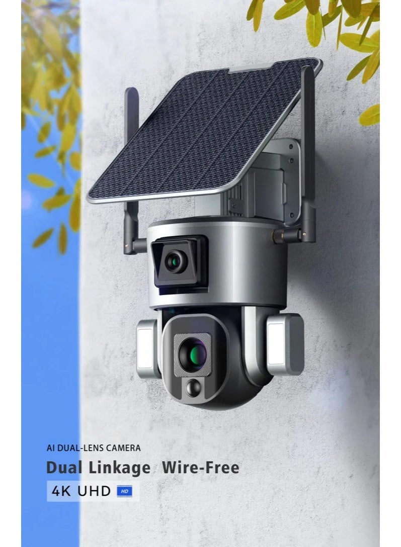 كروني كاميرا كروني إس 5 8 ميجابكسل 4K تعمل بالطاقة الشمسية بتقنية واي فاي - كاميرا مراقبة خارجية لاسلكية للأمن مع عدسة مزدوجة، تكبير 10 أضعاف، زاوية 355 درجة وإمالة 90 درجة، بطارية 20000 مللي أمبير/ساعة، مقاومة للماء IP66، رؤية ليلية، كشف حركة، صوت ثنائي الاتجاه، كاميرا مراقبة ذكية تعمل بالطاقة الشمسية وتخزين سحابي/TF للمنزل والمزارع والشركات. - Image 5