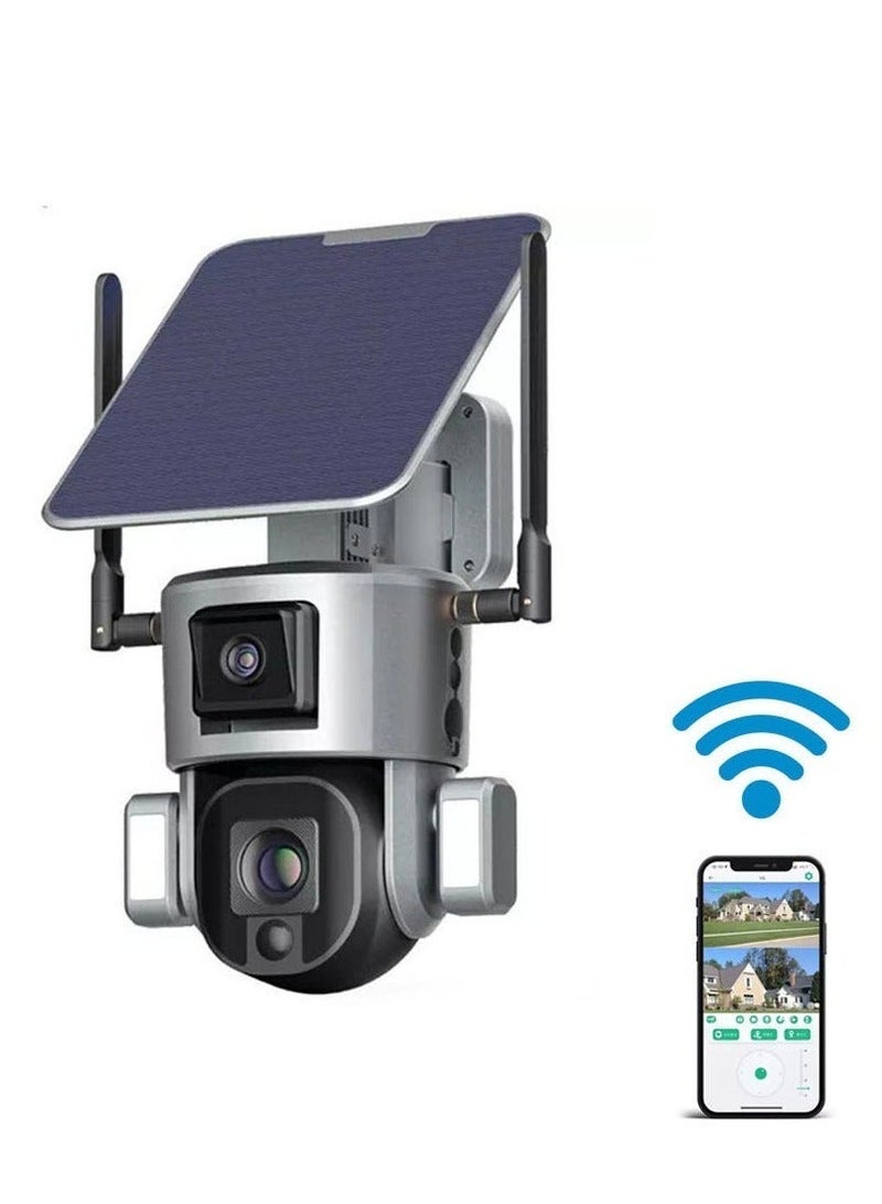 CRONY S5 Outdoor Solar Panel Security Camera, WIFI Supported, 8MP 4K Dual-Lens PTZ, 10x Zoom, 355° Panoramic Rotation, Solar/Battery Dual Power, IP66 Waterproof, Two-Way Audio, Supports Cloud & TF Card Storage (up to 256GB), No Wiring Required - Image 2