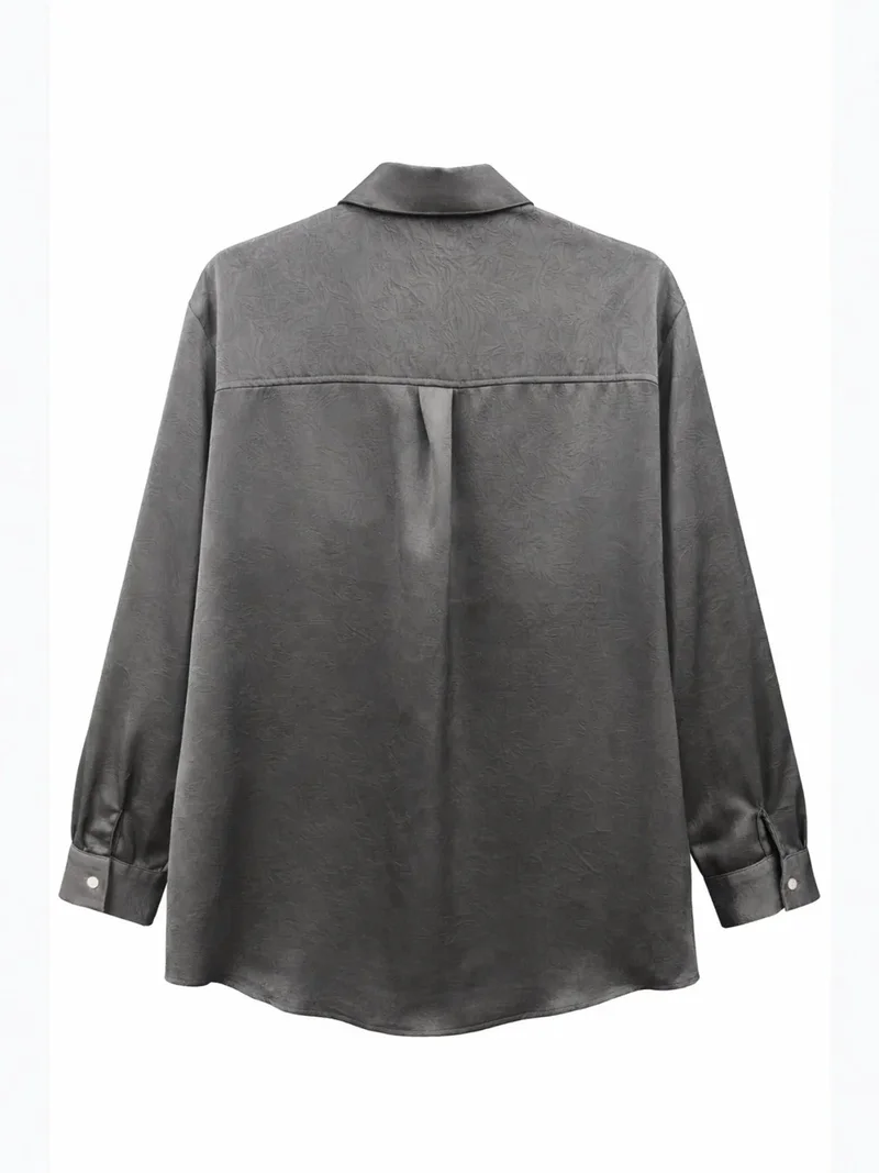 MixRay MIXRAY Regular Fit Satin Woven Button-Up Shirt