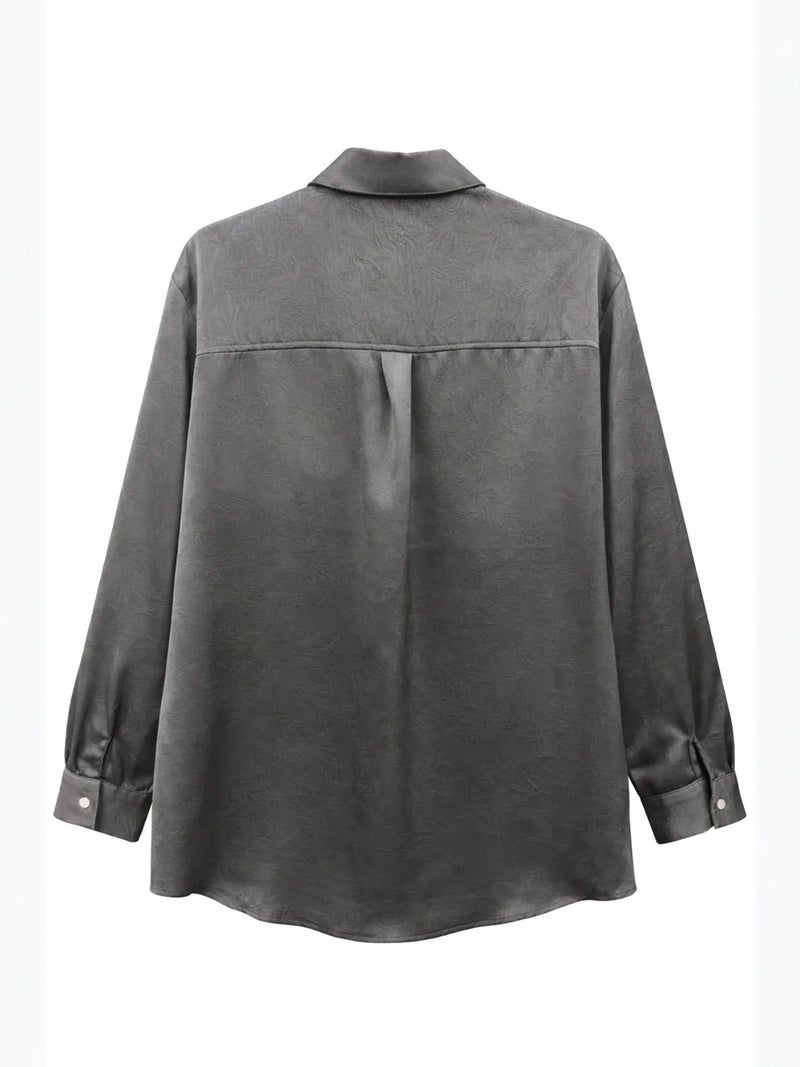 MIXRAY Regular Fit Satin Woven Button-Up Shirt - Image 2