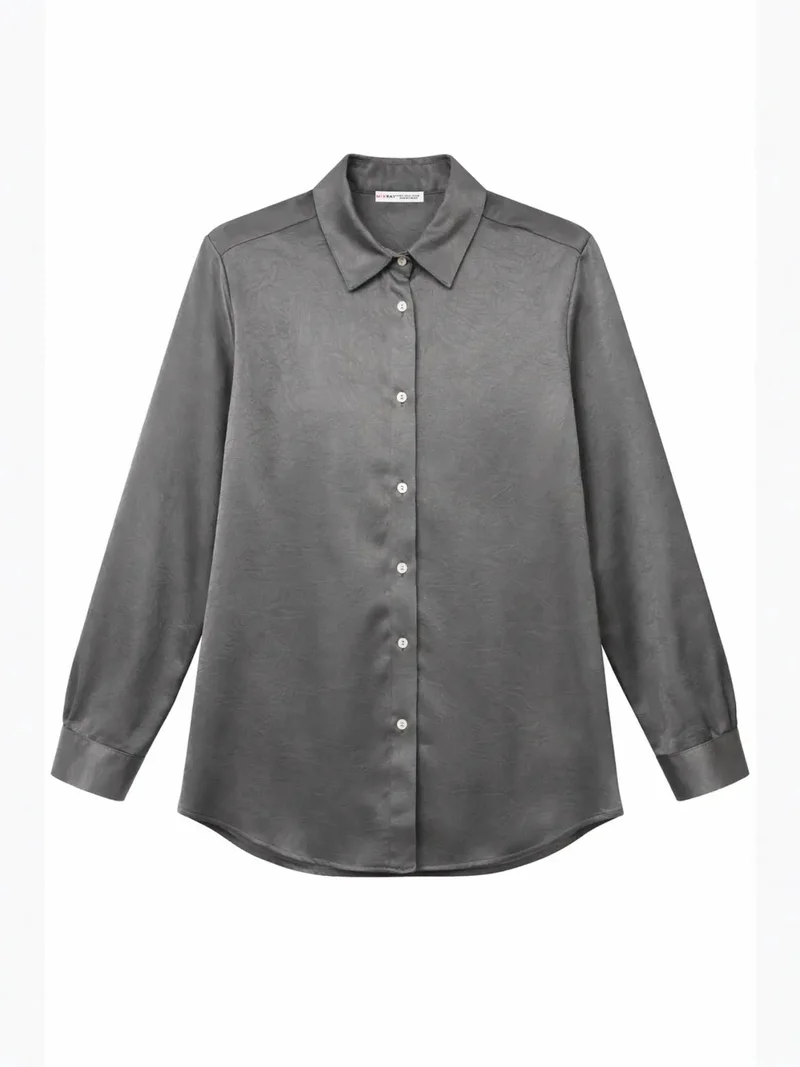MixRay MIXRAY Regular Fit Satin Woven Button-Up Shirt