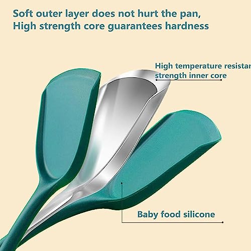 we3 Silicone Spatula Set of 4 Versatile Tools Cooking, Baking and Mixing Non-Stick & Heat Resistant(Green) - Image 3