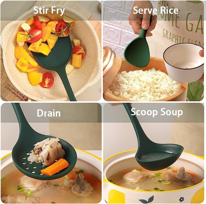we3 Silicone Spatula Set of 4 Versatile Tools Cooking, Baking and Mixing Non-Stick & Heat Resistant(Green) - Image 4
