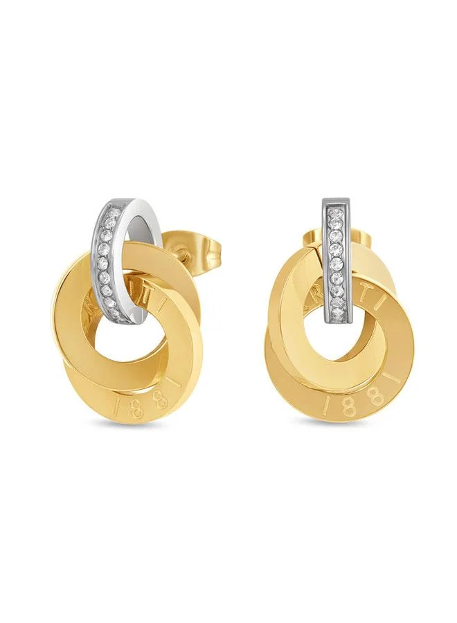 شيروتي 1881 Beatrice Silver & Gold Stainless Steel Drop Earrings for Women 10mm