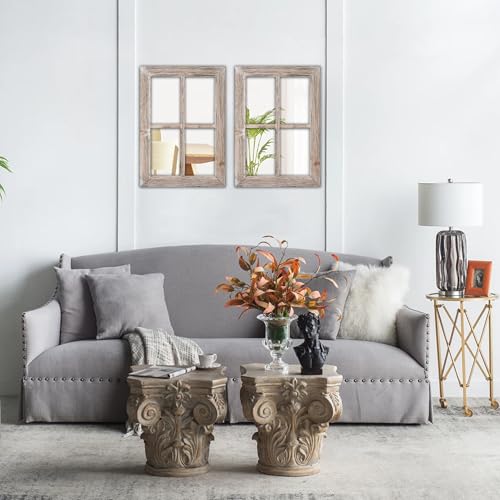 Sintosin Farmhouse Small Window Mirrors for Wall Decor 11 X 16 Inch, Hanging Distressed Wood Frame Rustic Rectangular Mirror, Shabby Chic Window Pane Mirrors for Living Room Entryway Christmas - Image 5