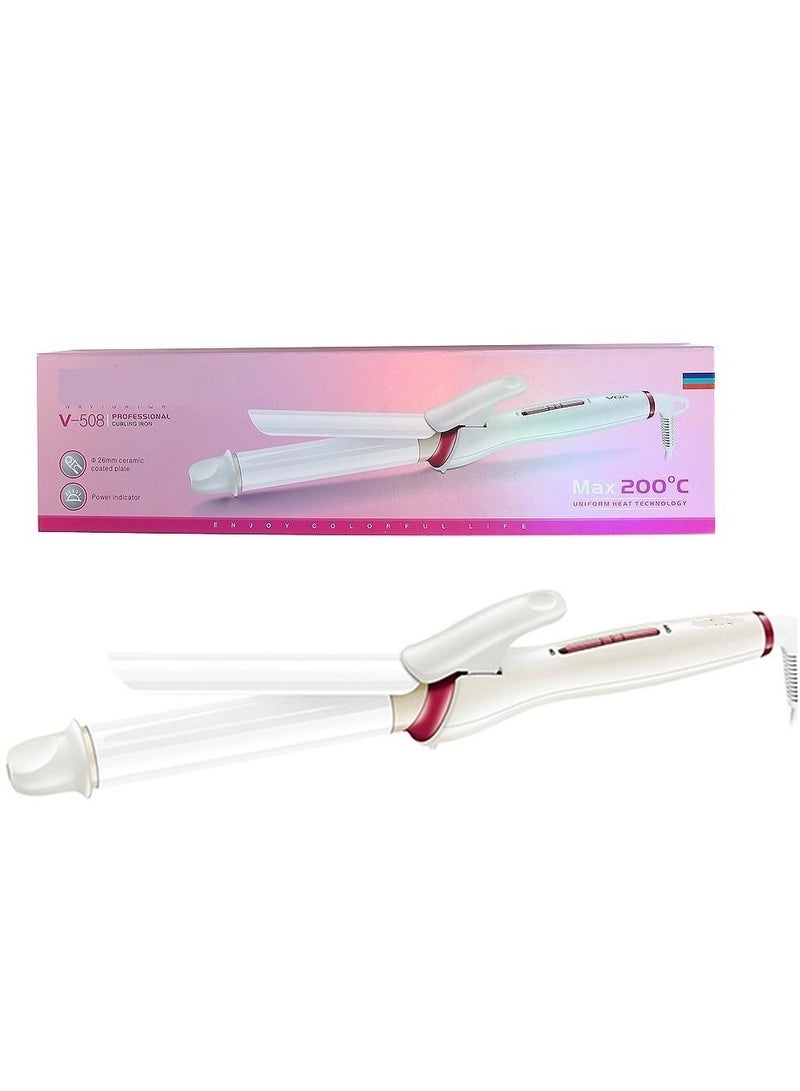 V-508 Curly Hair Iron - Pink/White - Image 2