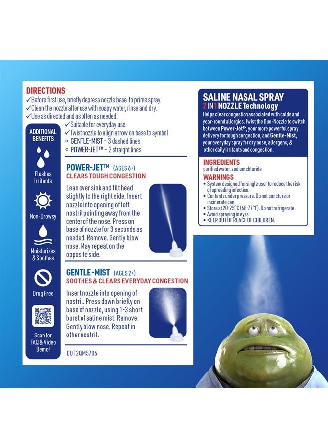 MUCINEX Sinus Saline Nasal Spray & Sinus Rinse, Non-Medicated, Additive Free, Non-Drowsy Nasal Irrigation System with 2-in-1 Jet + Mist Spray Nozzle, 4.5oz OTC Saline Solution Spray - Image 3