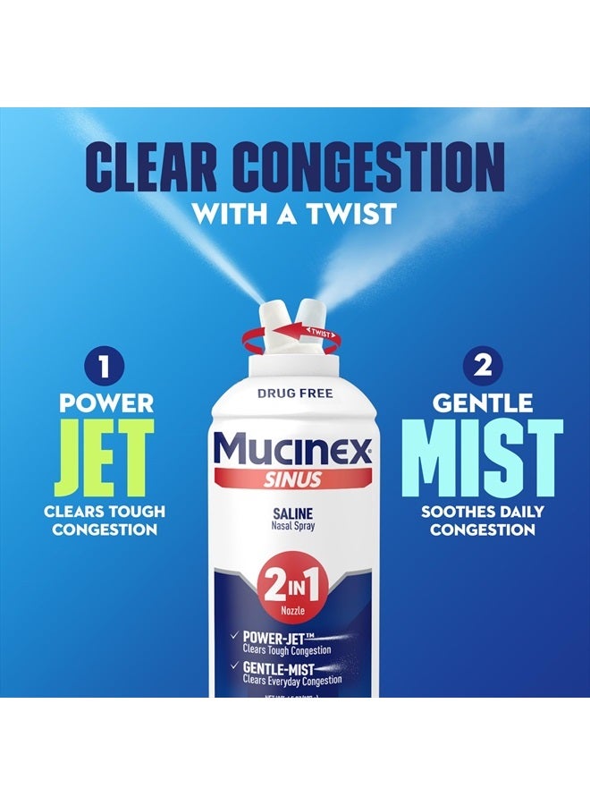 MUCINEX Sinus Saline Nasal Spray & Sinus Rinse, Non-Medicated, Additive Free, Non-Drowsy Nasal Irrigation System with 2-in-1 Jet + Mist Spray Nozzle, 4.5oz OTC Saline Solution Spray - Image 4