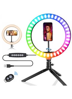 General E-commerce 12-inch RGB Lights 10-inch 26cm Fill Lights Beauty Lights Selfie Photography Lights Anchor Live Lights-Color:26cm Ring Light RGB + Gimbal + Hose Phone Clip +19cm Desktop Bracket + Bluetoo  - Image 1