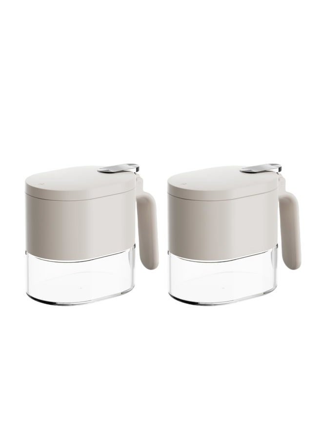 DAHUITX Condiment Jar Spice Container,Airtight Seasoning Container with Spoon Lid, Seasoning Box Glass,Salt Container Sugar Bowl Set of 2 (white) - Image 1