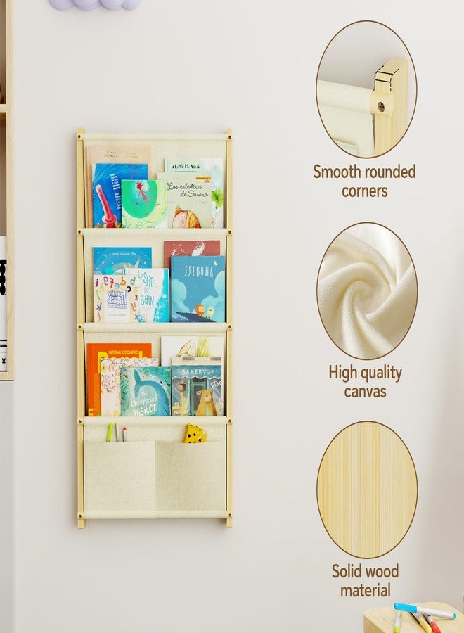 BPMFDTNL Wood 4-Tier Wall Mounted Kids Bookshelf – Floating Book Shelf For Kids Rooms,Nursery & Classroom, Hanging Bookcase Organizer For Books, Toddler Book Shelf, Montessori Bookshelf, Nursery Shelves - Image 3