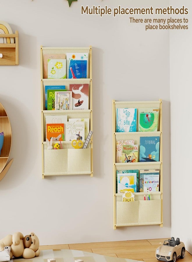 BPMFDTNL Wood 4-Tier Wall Mounted Kids Bookshelf – Floating Book Shelf For Kids Rooms,Nursery & Classroom, Hanging Bookcase Organizer For Books, Toddler Book Shelf, Montessori Bookshelf, Nursery Shelves - Image 4