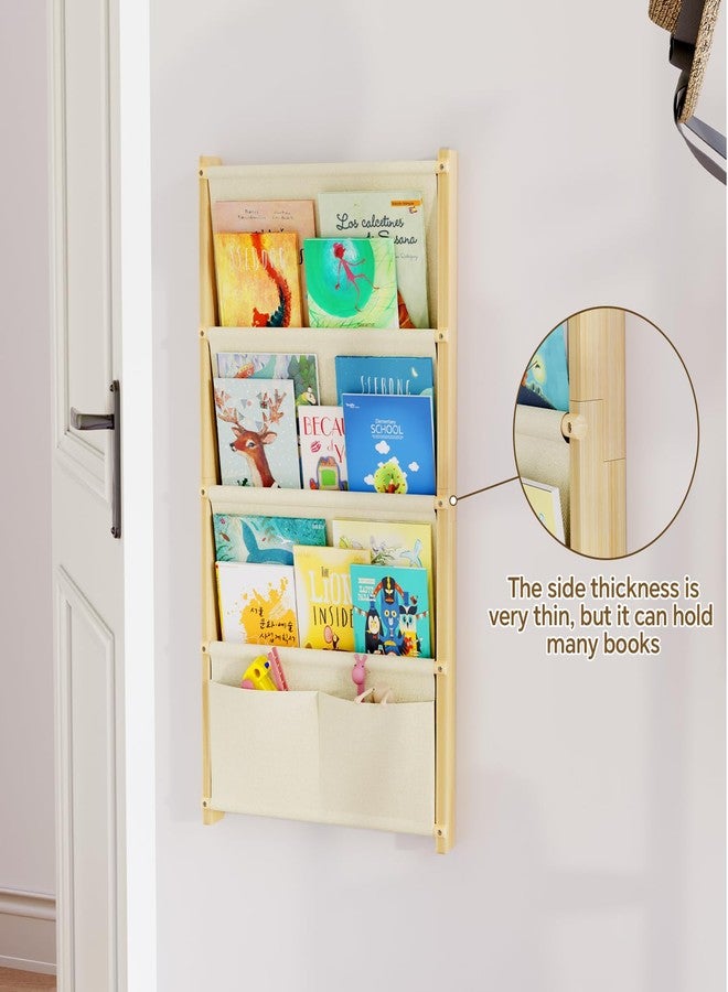 BPMFDTNL Wood 4-Tier Wall Mounted Kids Bookshelf – Floating Book Shelf For Kids Rooms,Nursery & Classroom, Hanging Bookcase Organizer For Books, Toddler Book Shelf, Montessori Bookshelf, Nursery Shelves - Image 5