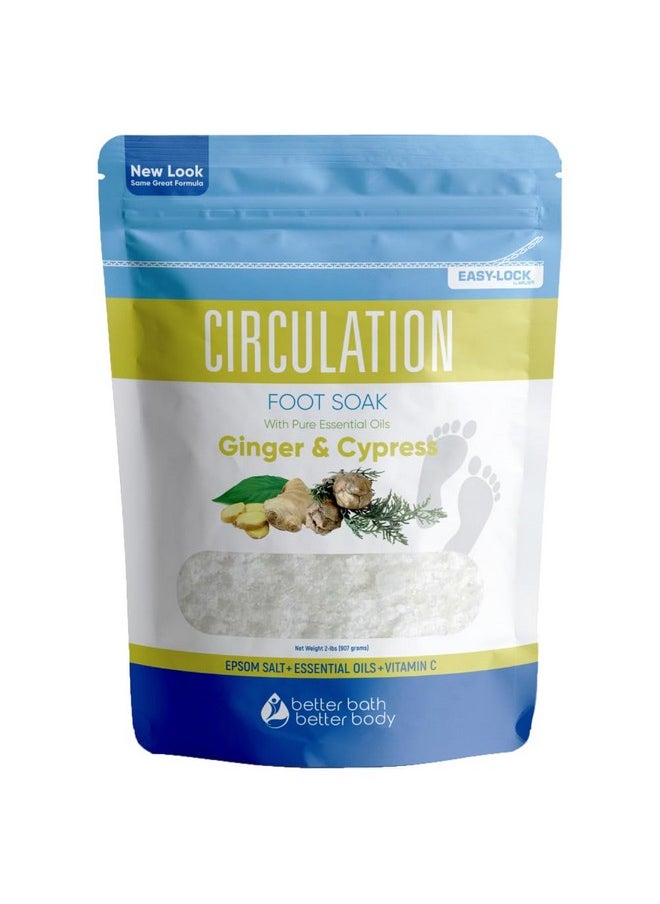 Better Bath Better Body Circulation Foot Soak (2 Lbs) Epsom Salt With Natural Ginger, Cypress, Eucalyptus, And Lavender Essential Oils Plus Vitamin C In Bpa Free Pouch With Easy Press-Lock Seal  - Image 1