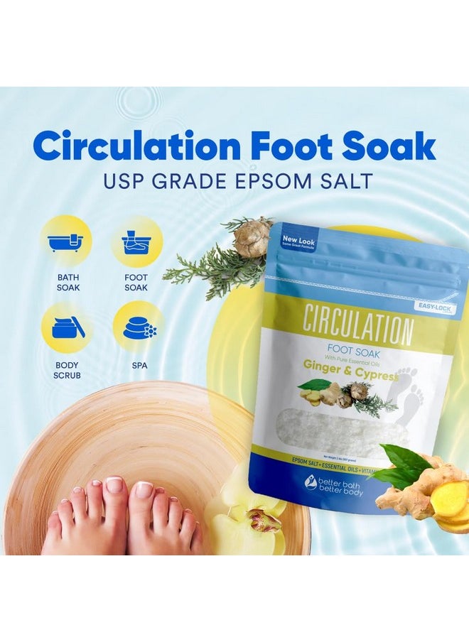 Better Bath Better Body Circulation Foot Soak (2 Lbs) Epsom Salt With Natural Ginger, Cypress, Eucalyptus, And Lavender Essential Oils Plus Vitamin C In Bpa Free Pouch With Easy Press-Lock Seal  - Image 3