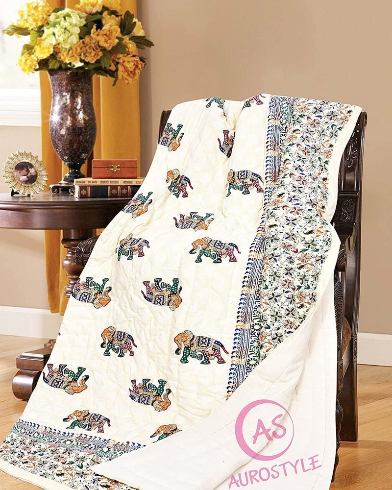 AUROSTYLE 400 TC Pure Cotton Double Bed Soft Jaipuri AC Quilt/Razai/Rajai Floral Print,Jaipuri razai for Winter Printed,(Multicolor, Double Bed, 90 x 105 inch) (Design-D-2) - Image 3