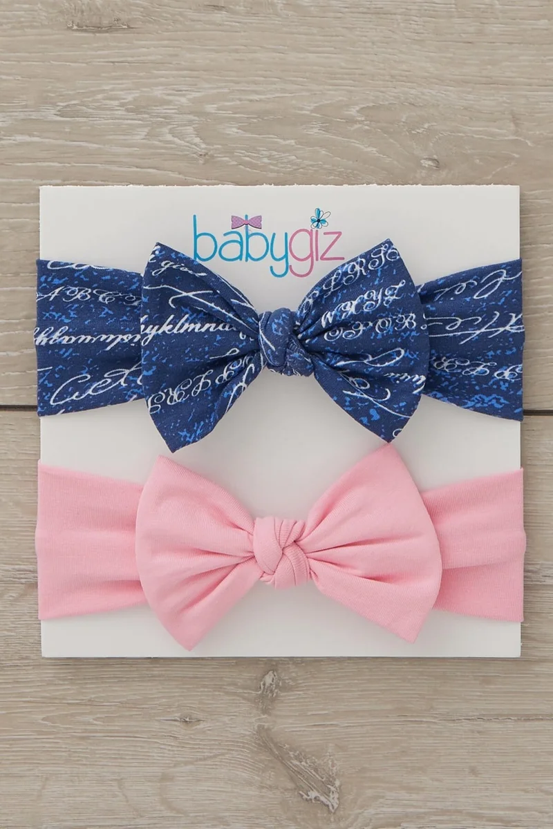 Babygiz Handmade Soft Bow Tie Natural Cotton Combed Cotton Double Baby Kids Girls Bandana Pink Blue