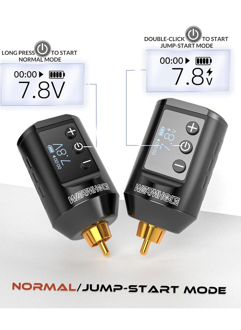 Wormhole Tattoo - Wireless Tattoo Battery Pack, Rechargeable Cordless Tattoo Power Supply Portable RCA Lithium Battery Pack 1500mAh Capacity with LED Digital Display for Tattoo Pen Rotary Tattoo Machine WB11-A - Image 1