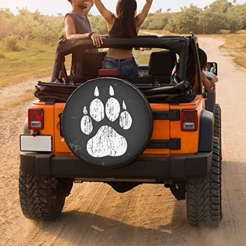 Delerain Dog Paw Print Spare Tire Covers Waterproof Dust-Proof Spare Wheel Cover Universal Fit for, Trailer, RV, SUV, Truck and Many Vehicle (17 Inch for Diameter 31"-33") - Image 4