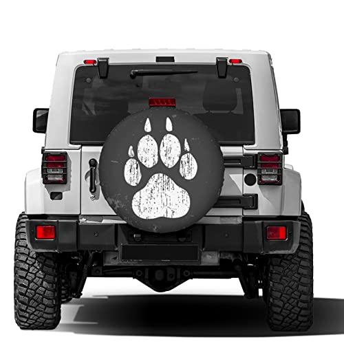 Delerain Dog Paw Print Spare Tire Covers Waterproof Dust-Proof Spare Wheel Cover Universal Fit for, Trailer, RV, SUV, Truck and Many Vehicle (17 Inch for Diameter 31"-33") - Image 2