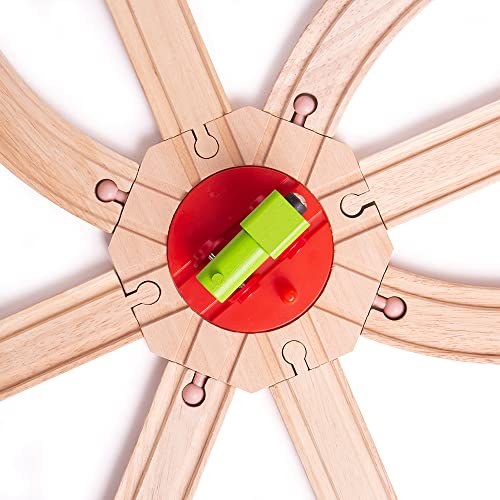 Bigjigs Rail طاولة دوارة بثماني اتجاهات من بيغجيجز ريل - متوافقة مع العلامات التجارية الكبرى الأخرى للسكك الحديدية الخشبية - Image 2
