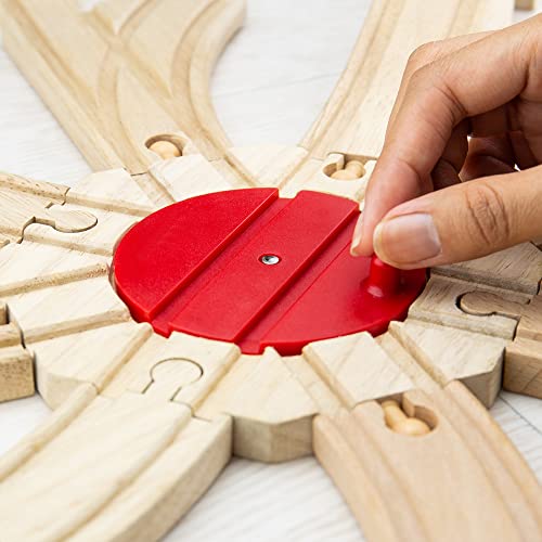 Bigjigs Rail طاولة دوارة بثماني اتجاهات من بيغجيجز ريل - متوافقة مع العلامات التجارية الكبرى الأخرى للسكك الحديدية الخشبية - Image 5