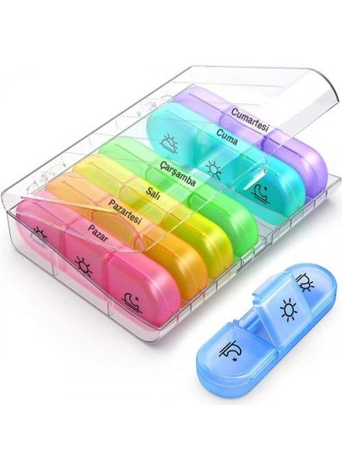 Coofbe Weekly Medicine Storage Box 21 Eyes Lockable Lid Pill Medicine Vitamin Storage Box Container  - Image 1