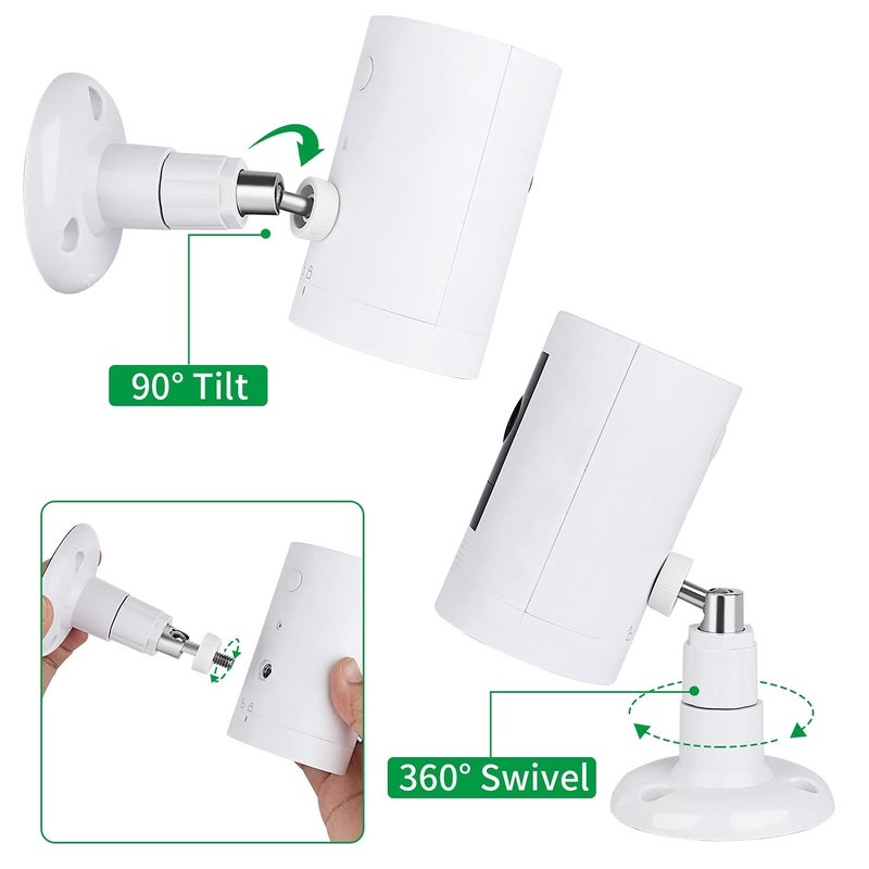 ALERTCAM حزمة 2 حامل لاصق للجدار لكاميرا Stick Up وكاميرا Outdoor Plus، قاعدة قابلة للتعديل بزاوية 360 درجة بدون براغي لكاميرتك المراقبة، طريقتان للتثبيت بدون حفر - Image 4
