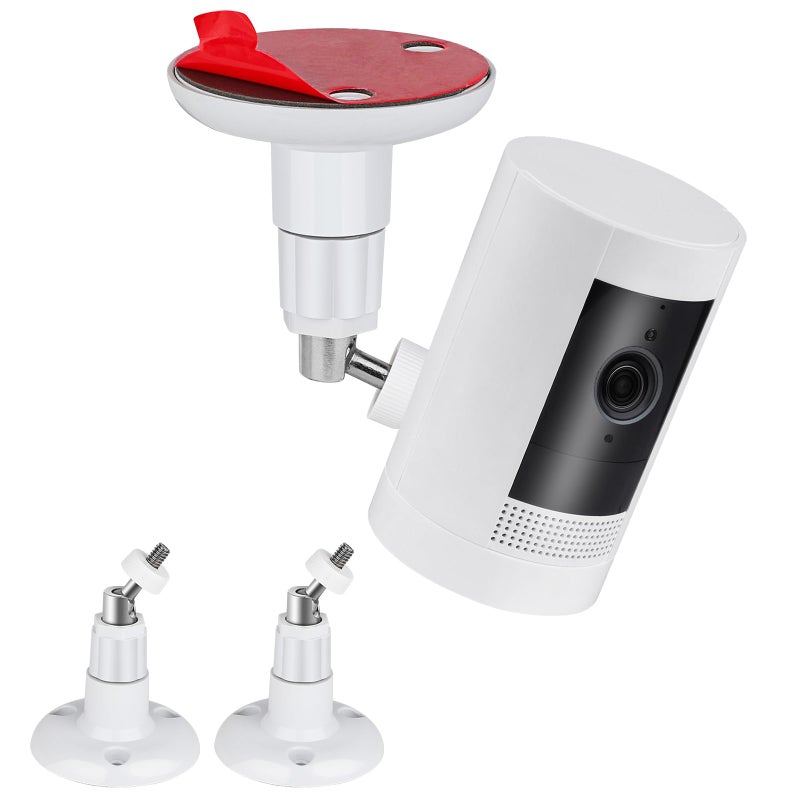 ALERTCAM حزمة 2 حامل لاصق للجدار لكاميرا Stick Up وكاميرا Outdoor Plus، قاعدة قابلة للتعديل بزاوية 360 درجة بدون براغي لكاميرتك المراقبة، طريقتان للتثبيت بدون حفر - Image 1