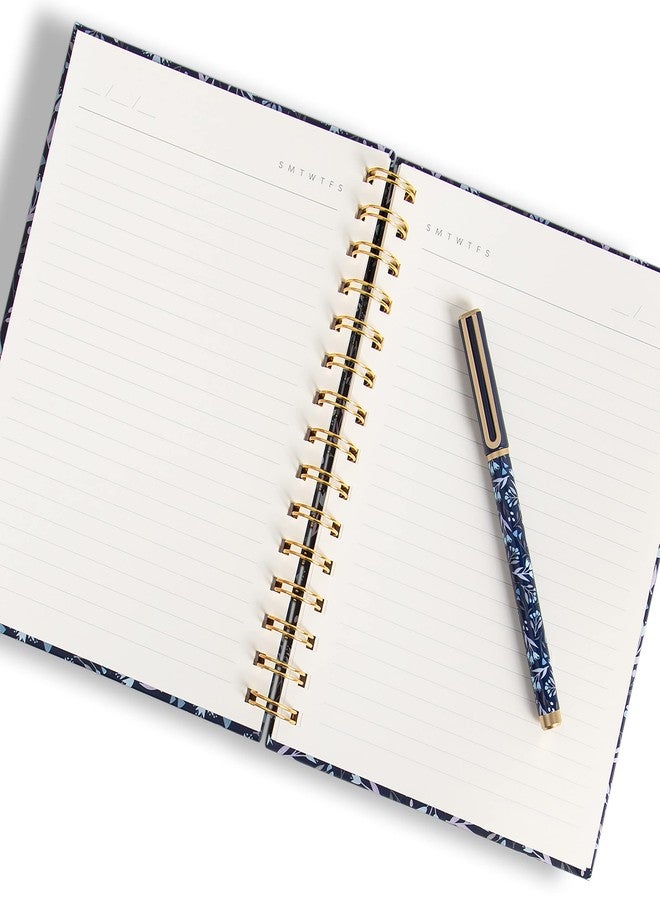 U Brands Navy Floral Spiral Bound Journal and Pen Set, Gold-Tone Hardware, 2 Pieces - Image 3