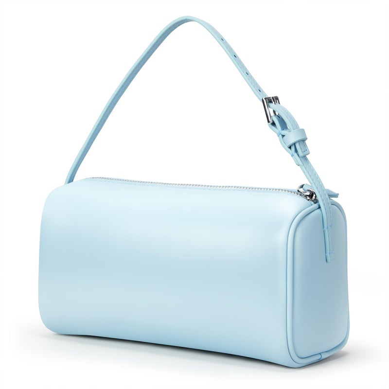 Party Hobo Crossbody Bags For Women,Vegan Leather Barrel Bag For Ladies,Designer Mini Pruse With Adjustable Strap,Baby Blue - Image 1