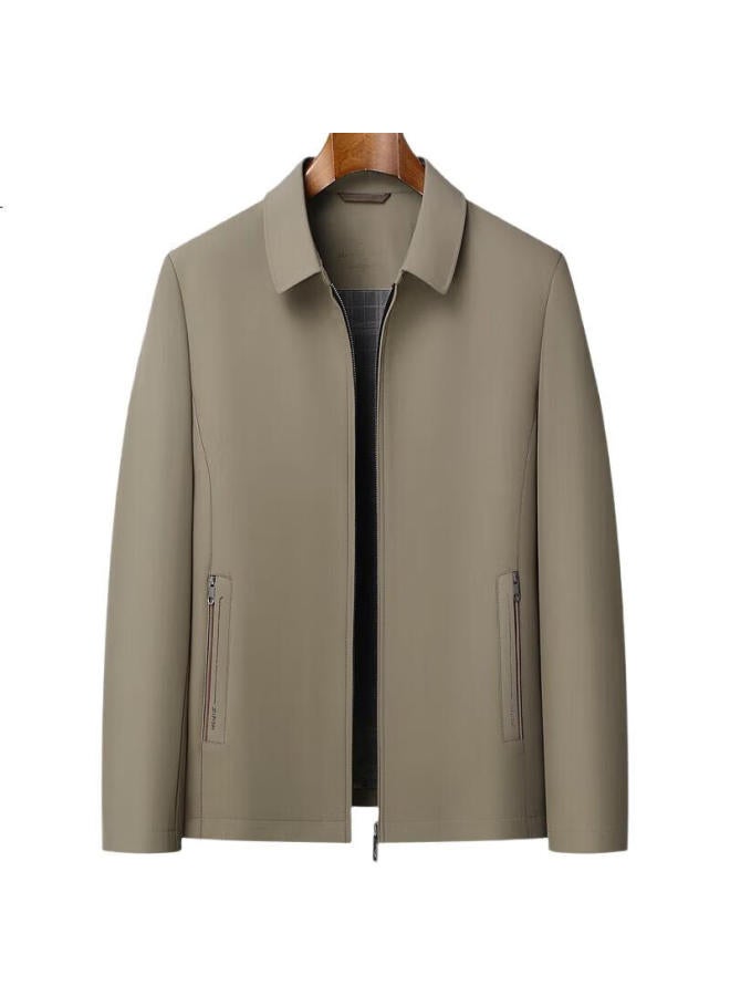 Romon Windproof And Wrinkle-Resistant Jacket For Men, Spring And Autumn Lapel Executive Style Business Casual Workwear Dad'S Clothing - Image 3