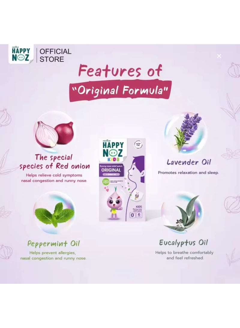 Happy Noz Organic Nasal Patch for Kids | Onion Oil + Lavender, Peppermint, Eucalyptus | Relieve Blocked Nose, Cold, Allergies (6 Patches) - Image 2