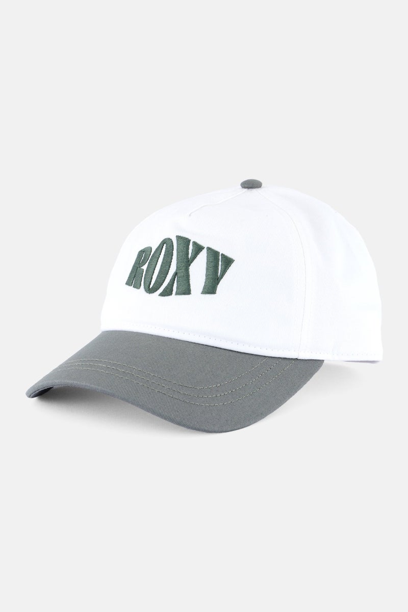 Roxy Women Embroidered Logo Adjustable Cap, White/Olive - Image 1