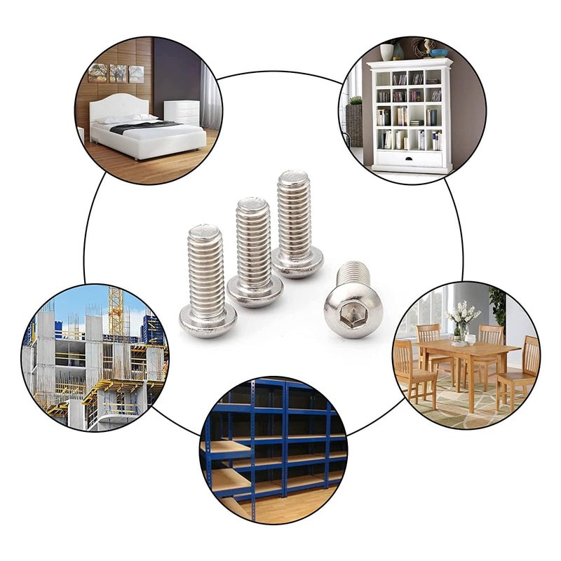 Histure 50 Pcs 1/4-20 x 1 Button Head Socket Cap Bolts Screws,304 Stainless Steel 18-8,Allen Socket Drive,Bright Finish,Fully Machine Thread (1/4-20 * 2-1/4 50pcs) - Image 2