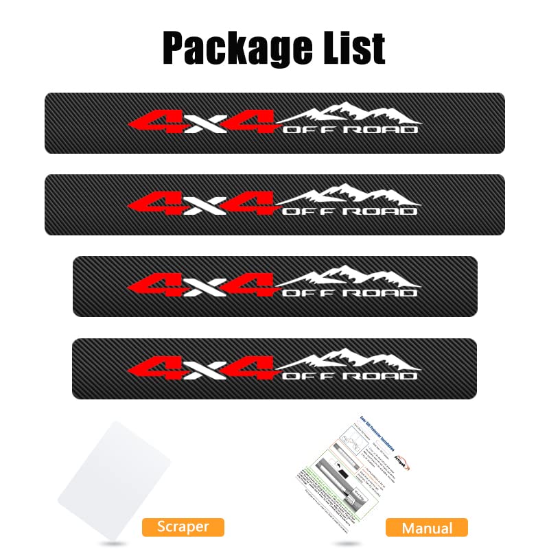 artapek Door Entry Guard Sill Protector Compatible with 2016-2023 Tacoma Double Cab Accessories Threshold Protection 4x4 Off Road Decal Stickers Carbon Fiber Style Leather 4 Pack - Image 2