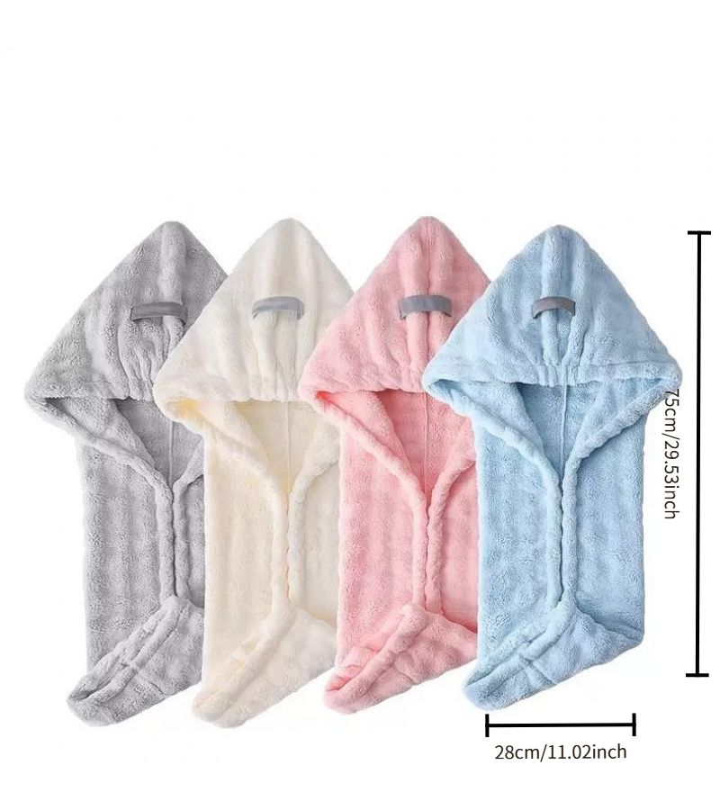 1pc Random Color Super Absorbent Quick Dry Shower Cap Wide Tail Hair Drying Wrap For Women - Image 4