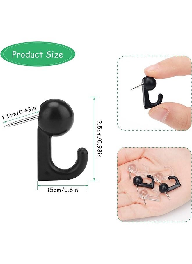 50 Pcs Plastic Map Push Pin Hooks, Cork Board Hooks, Decorative Thumb Tacks Hook for Photo Wall Bulletin Board (Black)
