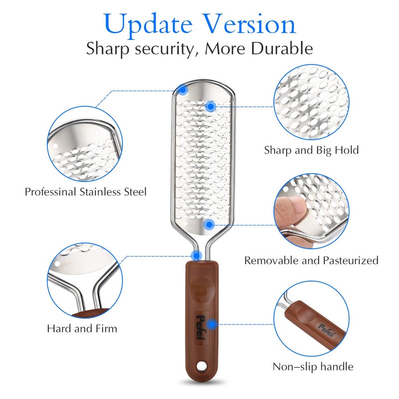 Pefei Professional Pedicure Foot File, Colossal Stainless Steel Detachable Foot Scrubber, Hard Skin Removers Pedicure Rasp for Wet and Dry Feet - Image 2