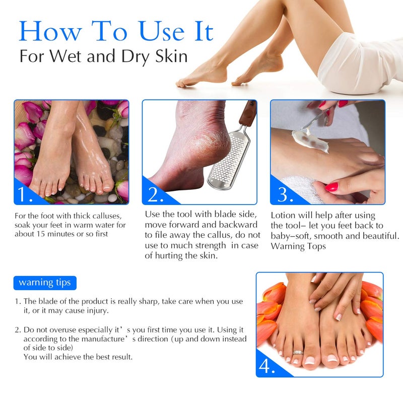 Pefei Professional Pedicure Foot File, Colossal Stainless Steel Detachable Foot Scrubber, Hard Skin Removers Pedicure Rasp for Wet and Dry Feet - Image 5